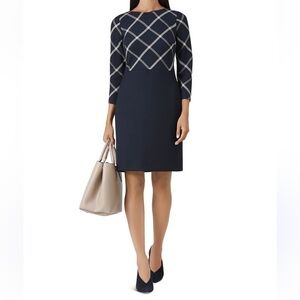 Hobbs London navy blue and tan dress